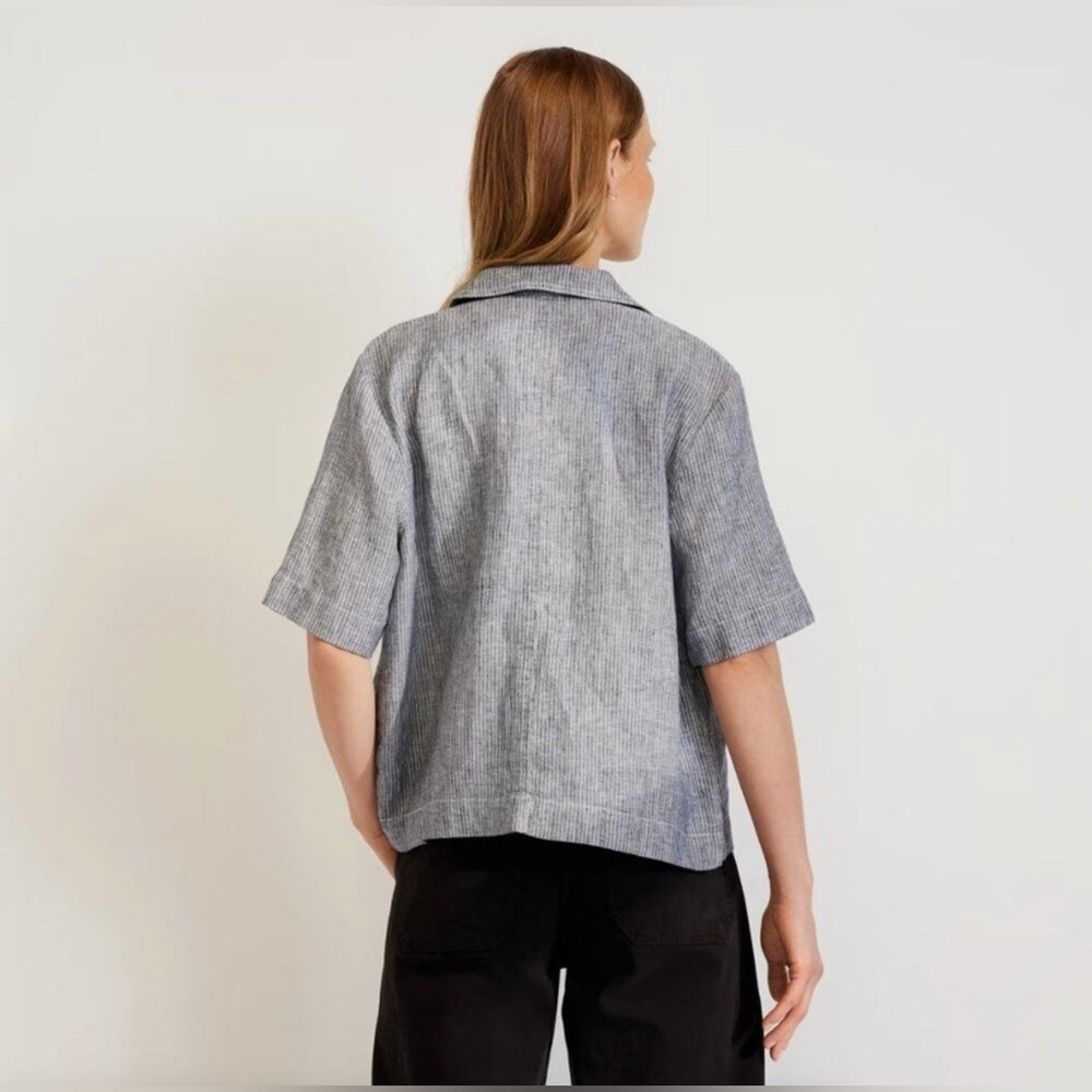 Everlane The Linen Workwear Shirt in Navy Stripe - Size XL - Picture 2 of 7
